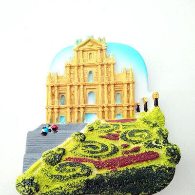 

1Pcs Macau Ruins Aromatherapy Cold Porcelain Hand-Painted 3D Fridge Magnets Travel Souvenirs Refrigerator Magnetic Stickers