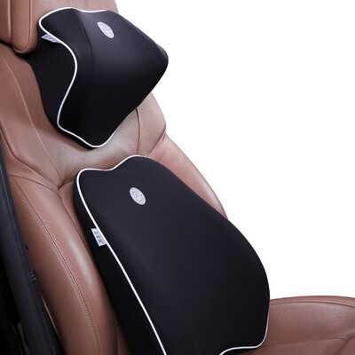 

KING ETING car lumbar headrest space memory cotton back cushion car lumbar pillow neck pillow set Y7 two-piece mystery black master driving