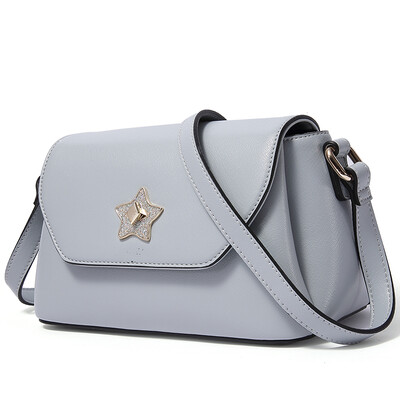 

PLOVER Lady Shoulder Bag Pentacle Metal Buckle Shoulder Messenger Bag P16202L091J Grey