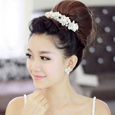 

MyMei New Bridal White Pearl Crystal Wedding Hair Jewelry Tiara Women Hair Accessory