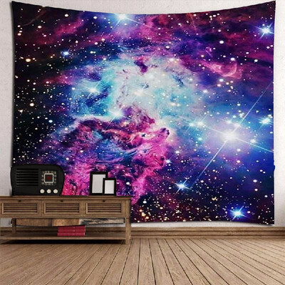 

Galaxy Starry Star Earth Hanging Wall And Blanket Background Fabric Multipurpose Vintage Hippie Beach And Yoga Towel