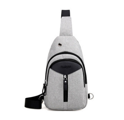 

ZHANAO new mens chest bag Oxford cloth splash-proof headphone hole large capacity shoulder bag