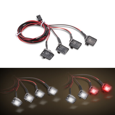 

4pcs RC Car Multi-Function Square LED Light with Lampshade for 110 RC Crawler Car HSP REDCAT Axial SCX10 Traxxas TRX-4