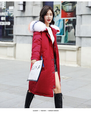 

The 2018 new thick fashion color fox big fur collar han edition looks thin in the long style jacket big size down jacket female