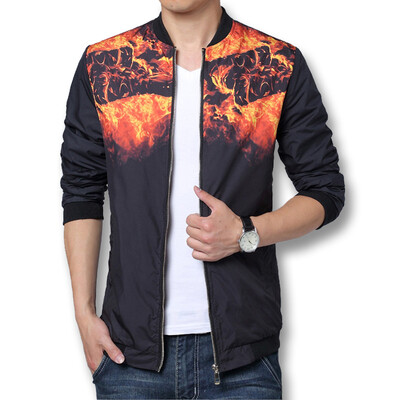 

2016 New Arrival Spring Men's Jackets Printed Fashion Coats Male Casual Slim V-Neck Jacket Men Outdoor Overcoat -6XL Hot Sale