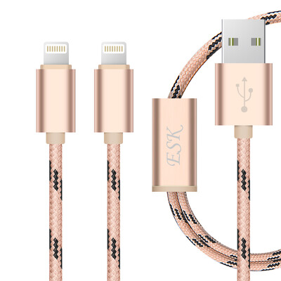 

BIAZE Apple 876 data cable 12 meters Tuhao gold one drag two mobile phone charger line power cord support iphone5 6s 7P 8 Xipad air mini S5