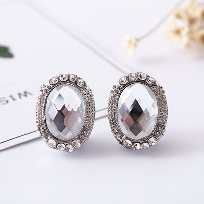 

New fashion simple oval ear clip night wedding party necessary earrings jewelry jewelry Women Austrian Crystal CZ Girls