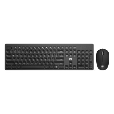 

Fude ik7330 wireless mute keyboard&mouse set home desktop computer office notebook ultra-thin chocolate wireless mouse keyboard set black