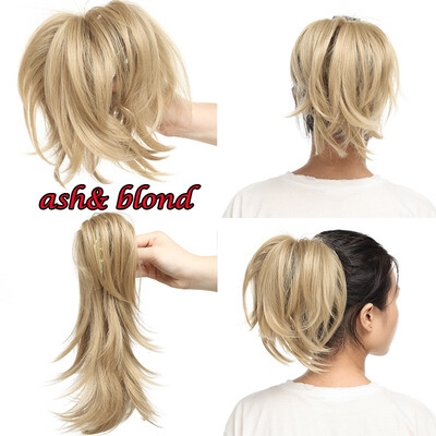 

100g 12 inch Adjustable Messy Style Ponytail Hair Extension DIY Your Own Ponytail Hair Style Synthetic Hair-Piece with Jaw Claw