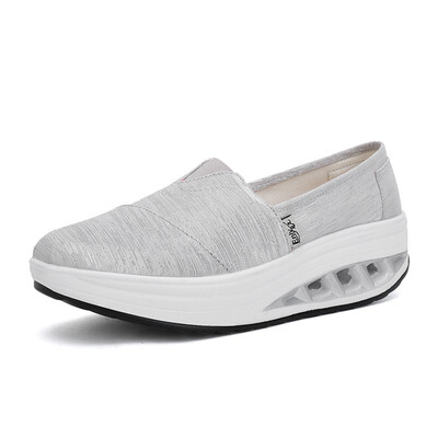 

2018 Korean version of the autumn new canvas shoes platform fashion shoes womens pedals lazy shoes wedges single shoes womens sh