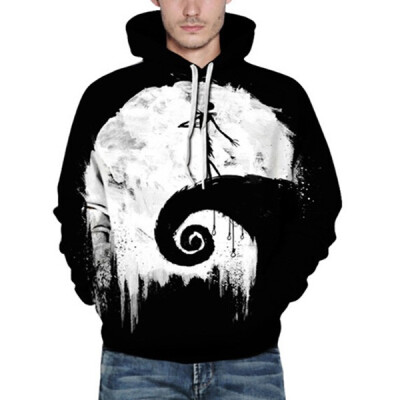 

Mens Fashion Casual Warm Hooded Long Sleeve 3D Tai Chi Dancing Printed Sweatshirt