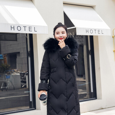 

Down jacket female Korea version 2018 han version big MAO collar new long&middle style trim winter big size coat wave