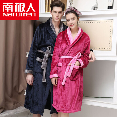 

Antarctic pajamas home service thick flannel long-sleeved bathrobe couple pajamas men&women autumn&winter color can be worn outside gown N675X21022-2 female purple