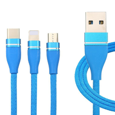 

3in1 USB Cable Multiple 3ft Nylon Coarted Smartphone Charging Cord with Micro USB Connectors Ports Nylon Cords Adapter for iPhone