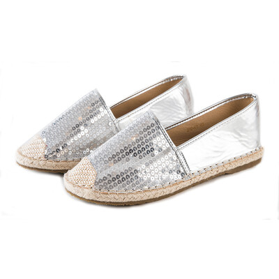 

Womens Sparkly Sequins Cap Toe Low Cut Driving Slip-on Espadrilles Flats Shoes