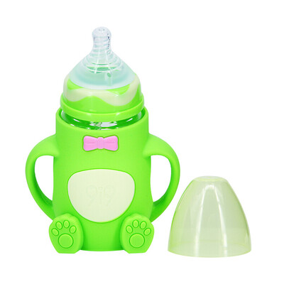 

9i9 baby bottle wide-bore glass bottle with handle anti-flatulence 260ml green
