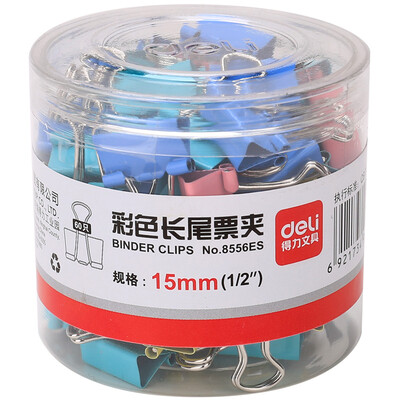 

(Deli) 8556ES color 15mm long tail clip / long tail folder 60 / tube