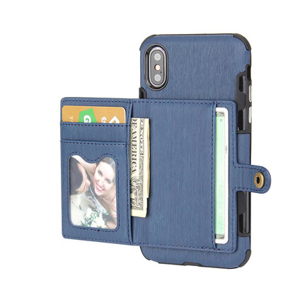 

New iPhoneXSMax Mobile Shell Samsung Mobile Phone Case Card Case Mobile Phone Case Blue