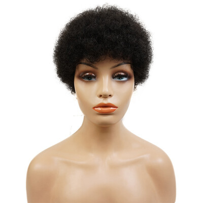 

StrongBeauty 100 Human Hair wigs for Black Women Men African American Kinky Curly black Short wig 1Black 1BLight Black 2Brown