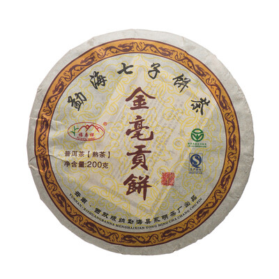 

Yong Ming Golden Buds Tribution Pu'er Tea Cake 2008 200g Ripe