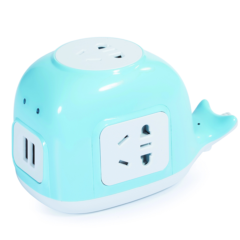 

Breeze kyfen QF-X1C creative appearance smart one turn more whale socket converter with independent protection door length 18 m double USB