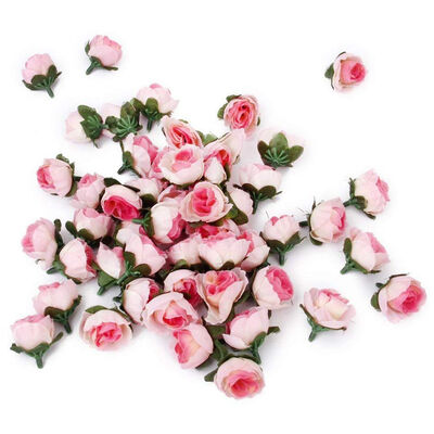 

UpperX 50 Pieces 3 cm Rayon Roses Head Wedding Flower Decoration Pink