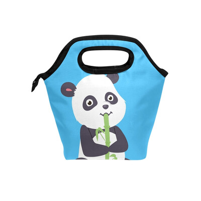

Lunch Bag Bamboo Panda Tote Travel Picnic Insulated Handbags Portable Zipper Lunch Bag Box