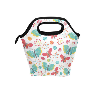 

Lunch Bag Colorful Butterfly Tote Travel Picnic Insulated Handbags Portable Zipper Lunch Bag Box