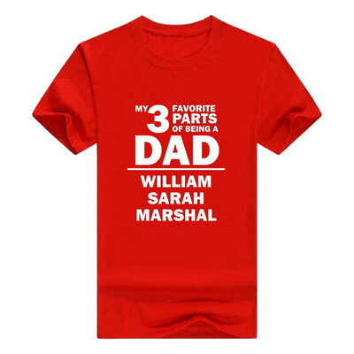 

Custom Names 3 Favorite Parts Of Being a Dad Young Mens T-Shirt