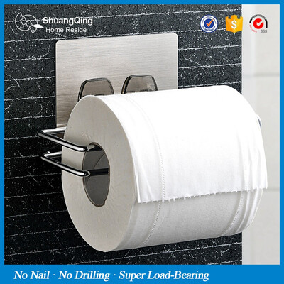 

Magic Sticker Chromed Metal Wall Mounted Toilet Paper Holder Kitchen Bathroom Accessories Roll Paper Holder SQ5013