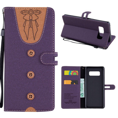 

MOONCASE Samsung Galaxy Note 8 stitching embossed womens leather case - purple
