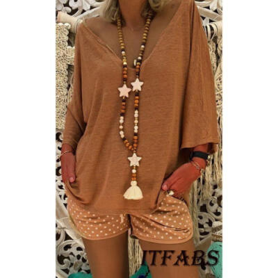 

Women Summer Casual Long Sleeve Blouse Ladies Loose T Shirt Tops Oversize Dress