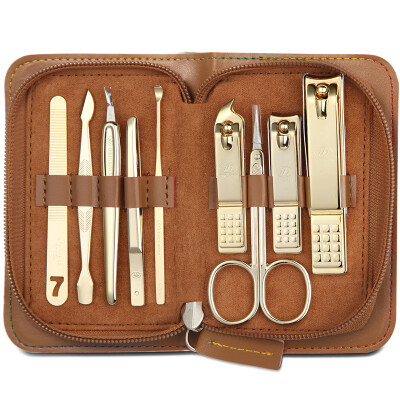 

777 Nail Knife Set Набор для зажима для ногтей 9шт. NTS-8001G Браун (импорт)