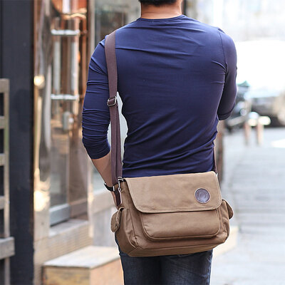 

MyMei Men canvas shoulder bag Messenger bag Korean version of the 2016 new thick canvas