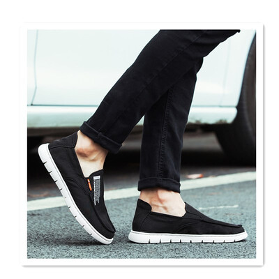 

Korean version of the trend of wild flat old Beijing cloth shoes mens summer breathable deodorant a pedal lazy shoes
