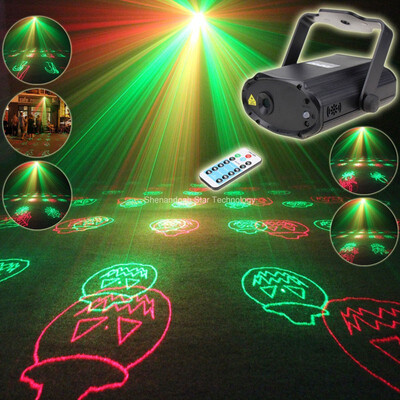 

ESHINY Remote Mini R&G Laser 12 Halloween Patterns Projector Dance Disco Bar Party Xmas Stage DJ lighting Light T105
