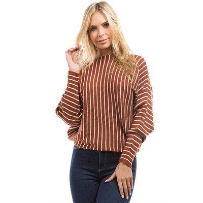

Black&white striped knitted sweater womens loose sweater in autumn&winter