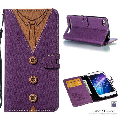 

MOONCASE Millet red rice 5A stitching embossed mens leather case - purple