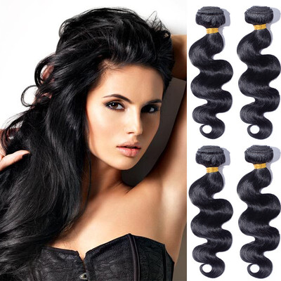 

Virgin Brazilian Human Hair 4 Bundles Weaves 4pcs Lot Body Wave Natural Color