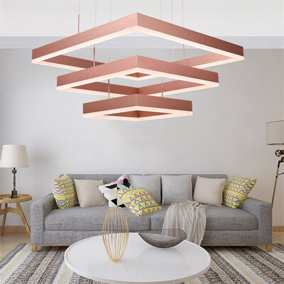 

Baycheer HL487621 Post Modern Brushed Aluminum Rose Gold Chandelier 30W White Light LED Chandelier in Acrylic Shade