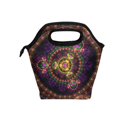 

Insulated Lunch Tote Bag Bohemia Pattern Travel Picnic Lunch Handbags Portable Zipper Lunch Bag Box