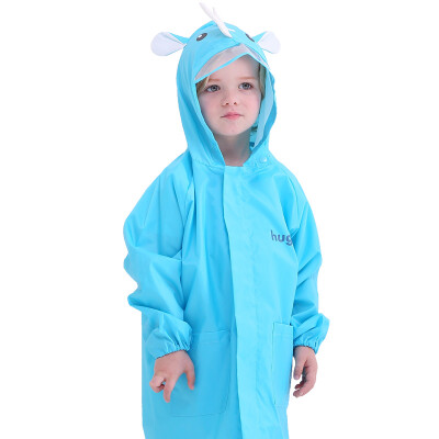 

Hugmii childrens raincoat stereo cartoon style boys&girls baby poncho light breathable blue rhinoceros L