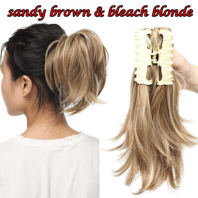 

100g 12 inch Adjustable Messy Style Ponytail Hair Extension DIY Your Own Ponytail Hair Style Synthetic Hair-Piece with Jaw Claw