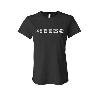 

LOST NUMBERS 4 8 16 23 42 - mystery tv show - LADIES Cotton T-Shirt  Black