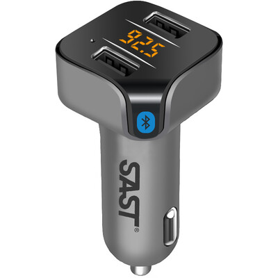 

SAST Vehicle Carried MP3 Player Bluetooth FM Transmitter Dual USB Vehicle Carried Charger LED Voltage Detection AY - T55 Gray
