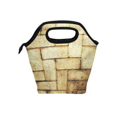 

Insulated Lunch Tote Bag Brown Wall Travel Picnic Lunch Handbags Portable Zipper Lunch Bag Box