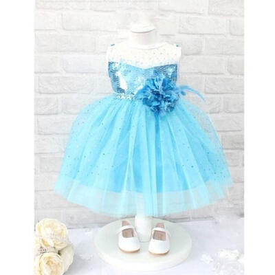 

Bling Sequins Baby Flower Girls Kids Princess Tulle Gown Formal Dress Skirt 1-7T