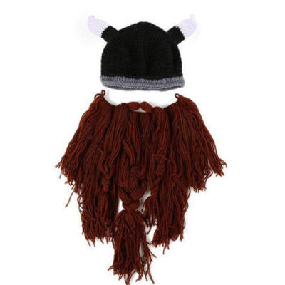 

Knit Viking Beard Horn Hat Crazy Ski Cap Barbarian Vagabond Beanie Halloween UK