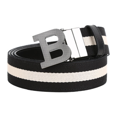 

BALLY Bally Mens Canvas Plaid Leather Black&White Colorblock Belt B BUCKLE 35 MT 960 105