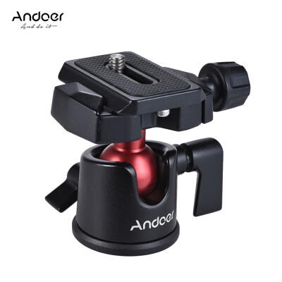 

Andoer Mini Ball Head Ballhead Tabletop Tripod Stand Adapter Panoramic Photography Head with Quick Release Plate for Canon Nikon